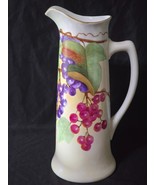Antique JEAN POUYAT LIMOGES 14.5&quot; Pitcher With Grape &amp; Vine Motif - JPL ... - $66.28 CAD