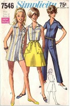 Vintage 1968 Misses' Jumpsuit & Wrap Skirt Simplicity Pattern 7546 Size 12 Uncut - £9.42 GBP