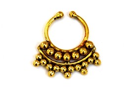 Tribal Septum Ring, Faux Indian Septum, Gold Nose Ring - £6.24 GBP