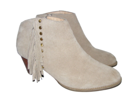 Vionic Faros Size 8.5 M Beige Taupe Suede Leather Boots Booties Fringed Studded - £26.17 GBP