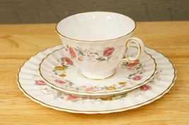 Vintage Royal Doulton China ROSELLE Pink Floral Pattern Teacup Saucer &amp; 8&quot; Plate - £27.08 GBP
