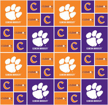 Cotton Clemson University Tigers College Team Cotton Fabric Print D663.42 - £22.02 GBP