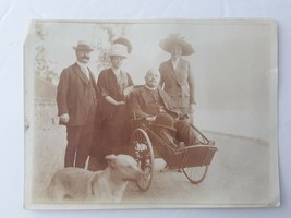 Edwardian Man in Wheelchair Women w Large Titanic Hats Identified Original Photo - £10.87 GBP