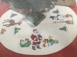 Janlynn Christmas Cross Stitch Holiday Friends Tree Skirt Chart and Fabric Only - $49.99