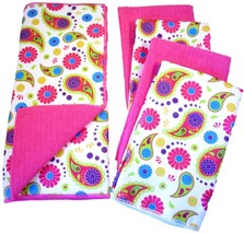 5pc Kitchen Microfiber Set: 1 Drying Mat(16&quot;x24&quot;)&amp;4 Towels Set,FLOWERS &amp;... - $23.75