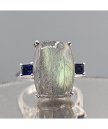 Karis Chuck Clemency Malagasy Labradorite Ring Sz 9.5 Silver Tone Cocktail  - $743.65 MXN
