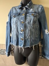 Pistola Light Blue Denim Distressed Blue Cropped Jacket SZ S NWOT - $64.35