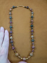 v650-11 red green 8 + 12mm Mookaite Picasso Jasper gold beaded 24&quot; long Necklace - £54.06 GBP
