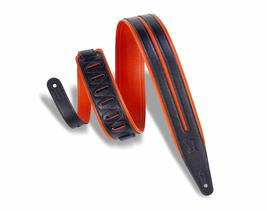 Levy&#39;s Leathers 2.5&quot; Garment Leather Guitar Strap Double Racing Stripe Design; R - £51.03 GBP