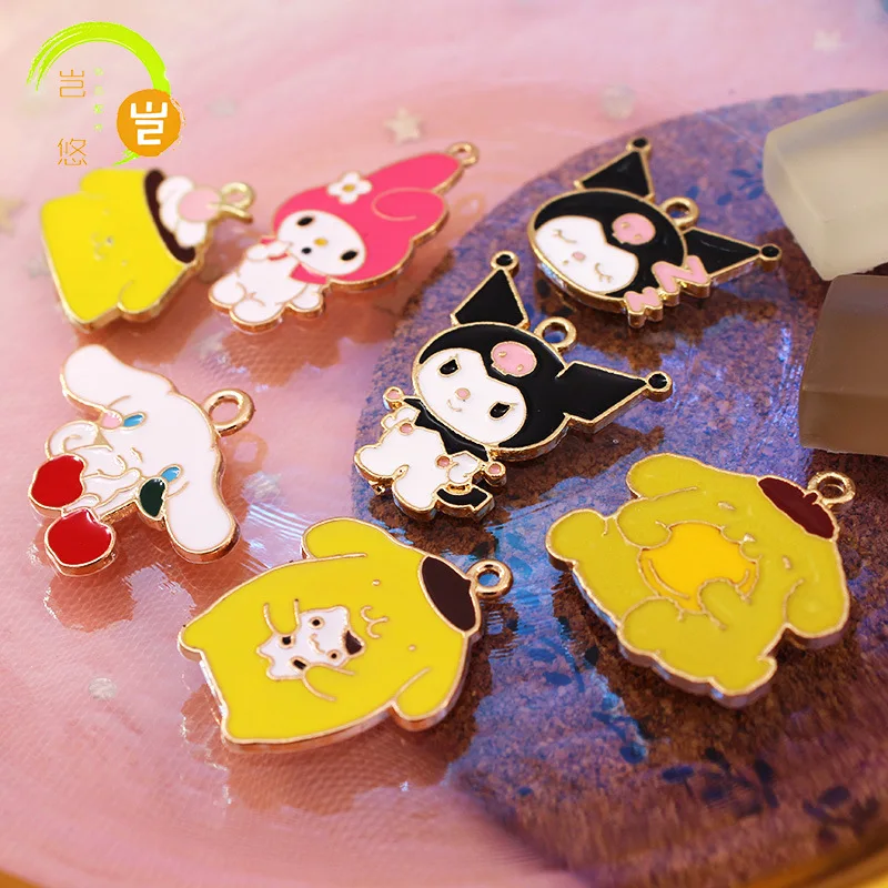 Cinnamoroll kuromi anime cartoon diy dripping alloy small pendant cute earring bracelet thumb200