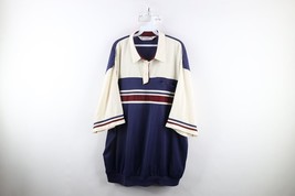 Vintage 90s Streetwear Mens 4XLT Faded Striped Color Block Knit Pullover Polo - $45.70