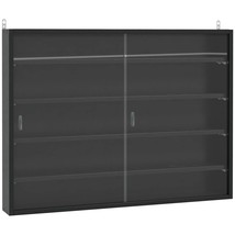 Black 5-Tier Glass Display Cabinet - Wall-Mounted w/Adjustable Shelves &amp;... - $115.99