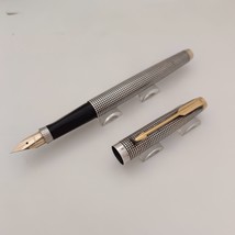 Parker 75 Cisele Sterling Silver Cap &amp; Barrel  Fountain Pen Made in USA - £122.66 GBP