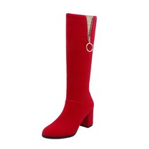 Women&#39;s Boots The New winter fashion Round head zipper plush High heel High tube - £68.07 GBP