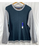 Merino Wool Blend Men&#39;s Knit Pullover Sweater Forest Green / Gray Size 2... - $39.08 CAD