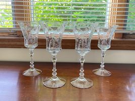Cambridge Elaine Clear 3500 Stemware 9 oz. Water Goblets 8-3/8" Etched S... - $77.72