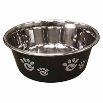 MPP Pawprint Dog Bowls Stainless Steel Pet Dishes Choose Red Black or Silver &amp; S - £7.37 GBP+