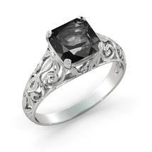 Art deco ring 2CT Black Diamond Engagement Ring 925 sterling silver wedding ring - £75.28 GBP