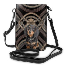 European Style Small Messenger Bag Women Dachshund Dog Print Mobile Phone Bag La - £30.29 GBP