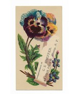 Circa 1900 C.E. Sheffer&#39;s Albany NY trade card pansies lithograph - $19.99