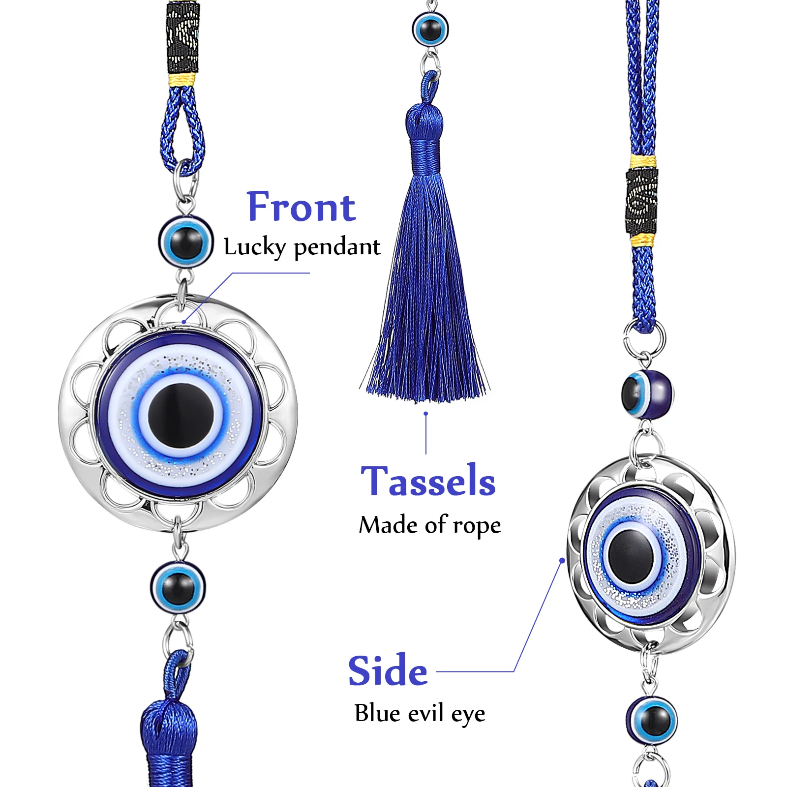 Evil Eye Hanging Ornaments - Turkish Car Blue Charm Amulet Wall Decor Lucky Ta - £16.45 GBP