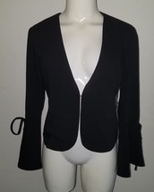 NWT Have Brand Solid Black Jacket Size Medium Bows Sleeves Career Blazer... - $19.75