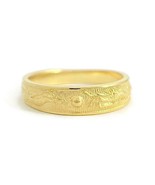 Authenticity Guarantee 
Vintage Men&#39;s Textured Wedding Band Ring 24K Yel... - £1,191.51 GBP