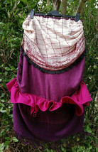RECYCLED/BESPOKE/BOHO Burgundy Layered, Ruffled, Hitched Skirt Steampunk... - $50.56