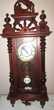 Regulator Wall Clock W/ Horse - Western Prop Walnut Wood R &amp; A Pendulum - £429.37 GBP