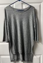 Old Navy Womens Small Gray Heather Linen Tunic Top Round Neck 3/4 Sleeve - $9.74