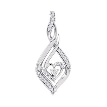 10k White Gold Womens Round Diamond Heart Spade Frame Pendant 1/8 Cttw - £176.13 GBP