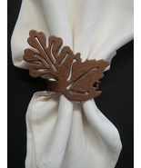 Fall Leaf Leaves Autumn Napkin Rings Set of 4 Metal  - £16.45 GBP