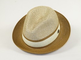 Men's Bently Semi Crushable Fedora Briad Straw Hat Dante DA224 Ivory Cognac image 3