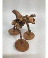 Vintage Hand Carved Glazed Wooden Sculpture - $14.84