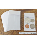 50 NEW SMALL 2 1/4 X 3 1/2 WHITE COIN ENVELOPES 5.7x8.89cm (coins not in... - £7.44 GBP