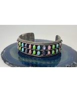 Sterling Silver 925 Multi-Stone Cuff Bracelet 54g – Turquoise &amp; Gem Cabo... - $226.71
