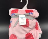 Carter&#39;s Baby Blanket Raspberry Pink Red Velour Plush - £39.53 GBP