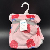 Carter&#39;s Baby Blanket Raspberry Pink Red Velour Plush - £39.14 GBP