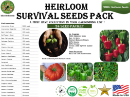 Heirloom Survival Kit 9000+ seeds, 24 varieties pack, 100% organic, Grown in USA - £29.40 GBP