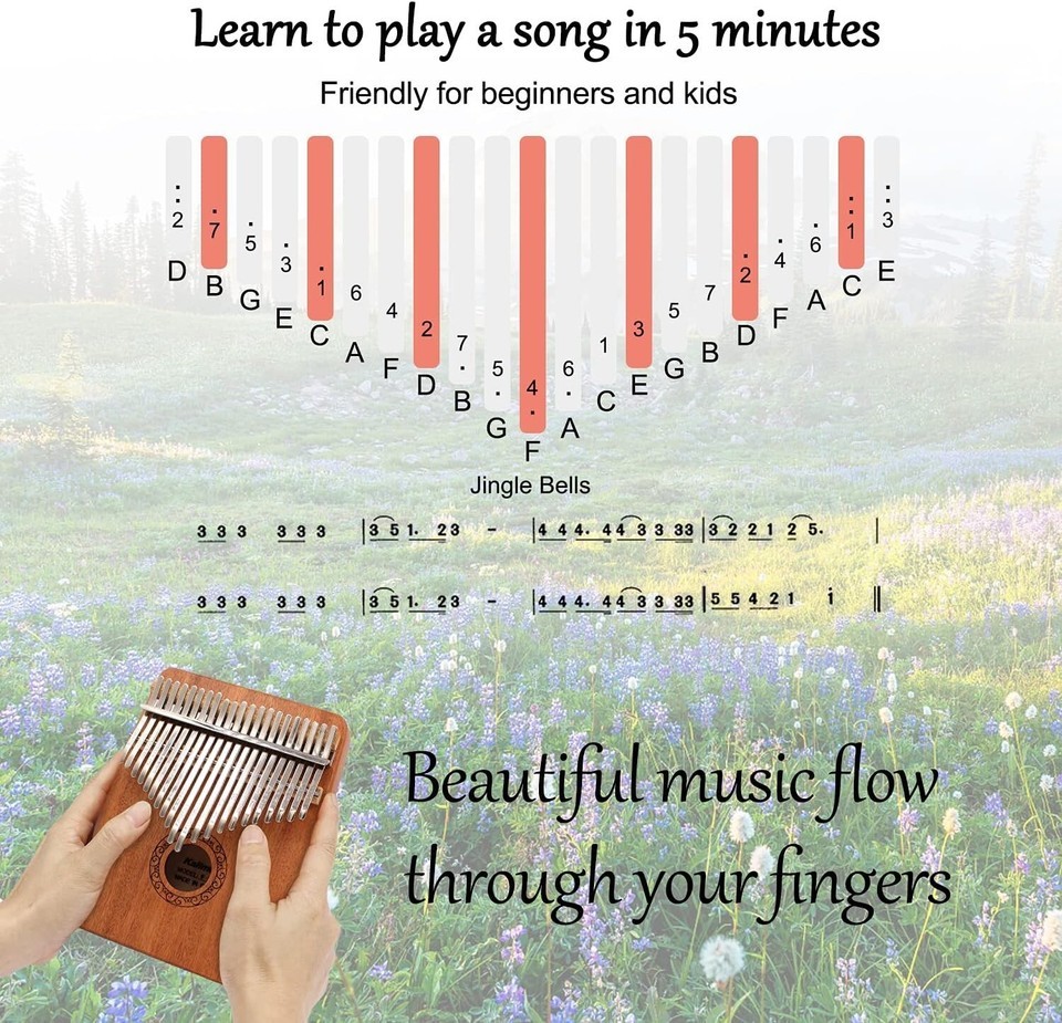 Travel-Friendly 21-Key Kalimba Thumb Piano - Musicians Gift with Tune Hammer Item image 5
