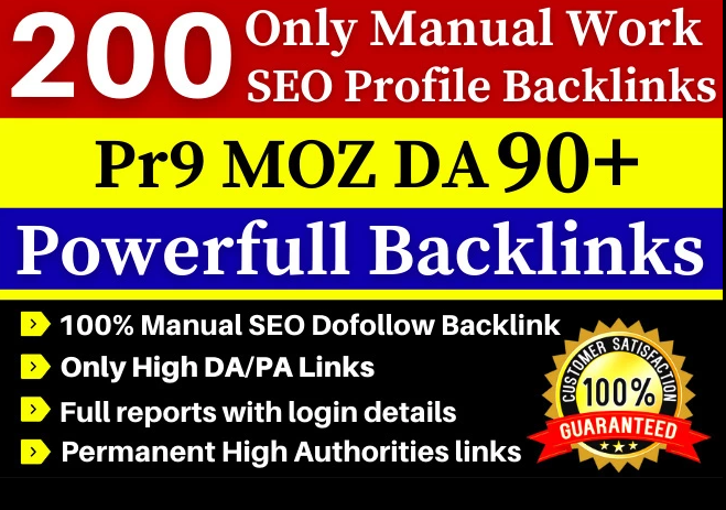 200 Permanent Dofollow High Domain Authority SEO Profile Backlinks - $25.19