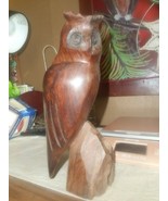 Hand Carved Ironwood Owl Figure Solid Wood Collectible 9 1/4” Tall Owl - £24.04 GBP