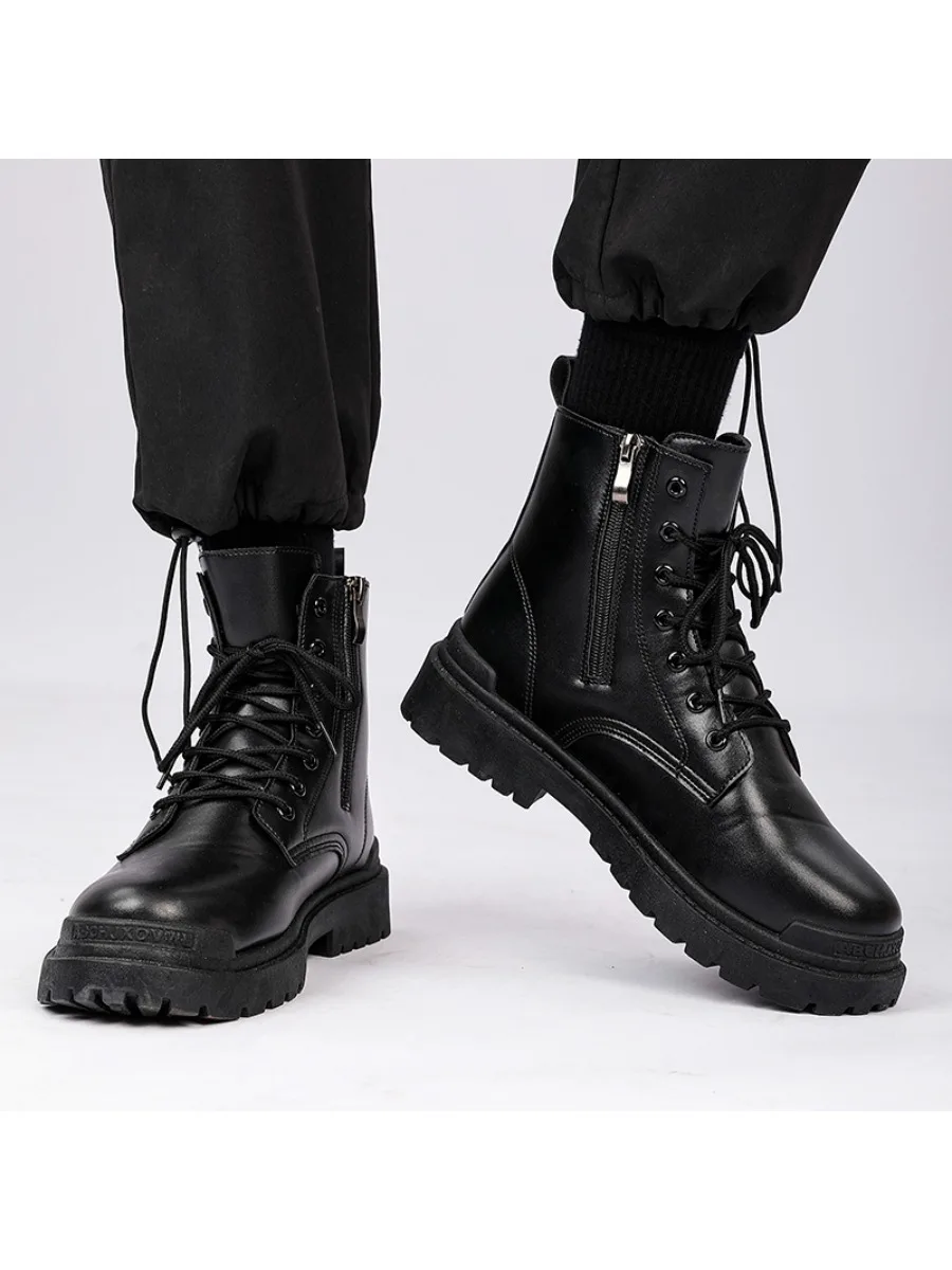 fashion Martin Boots Mens Shoes Black Cargo Wear British Style Casual Leather Bo - £48.41 GBP