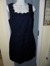 J.Crew Navy Blue Basket Weave Scallop-Edge Dress Size 4 Women&#39;s EUC - £28.84 GBP
