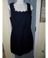 J.Crew Navy Blue Basket Weave Scallop-Edge Dress Size 4 Women&#39;s EUC - £28.63 GBP