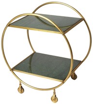 Cart Circular Frame Rectangular Tiers Tiered Antique Gold Distressed Green - £638.68 GBP