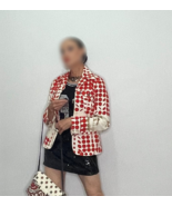 Spotted Red Polka Dot Designer Jacket Denim, Make offer welcome! - €491,97 EUR