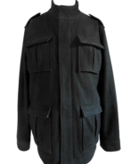 Merona Four Pocket Military Field Jacket Coat Mens Medium Wool Blend Black - $39.60