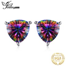 JewelryPalace 6.3ct Rainbow Mystic 925 Silver Stud Earrings for Women Fashion Tr - £16.42 GBP