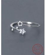 Star Ring - 925 sterling silver and cubic zirconia ring - Dainty Hand Ring - $15.82